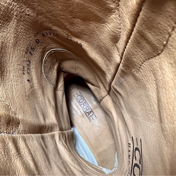 Corral Leather Barbed Wire Square Toe Brown Cowboy Boots A3532 Mens Size 15 D - Picture 14 of 16